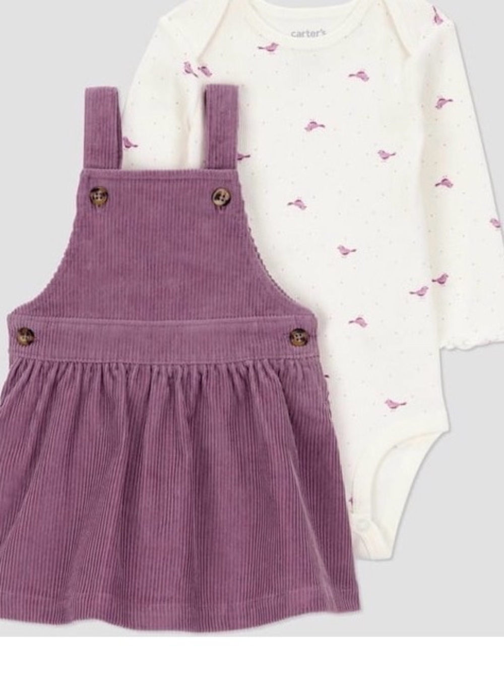 Purple Corduroy Button Overall Dress NWT 6M